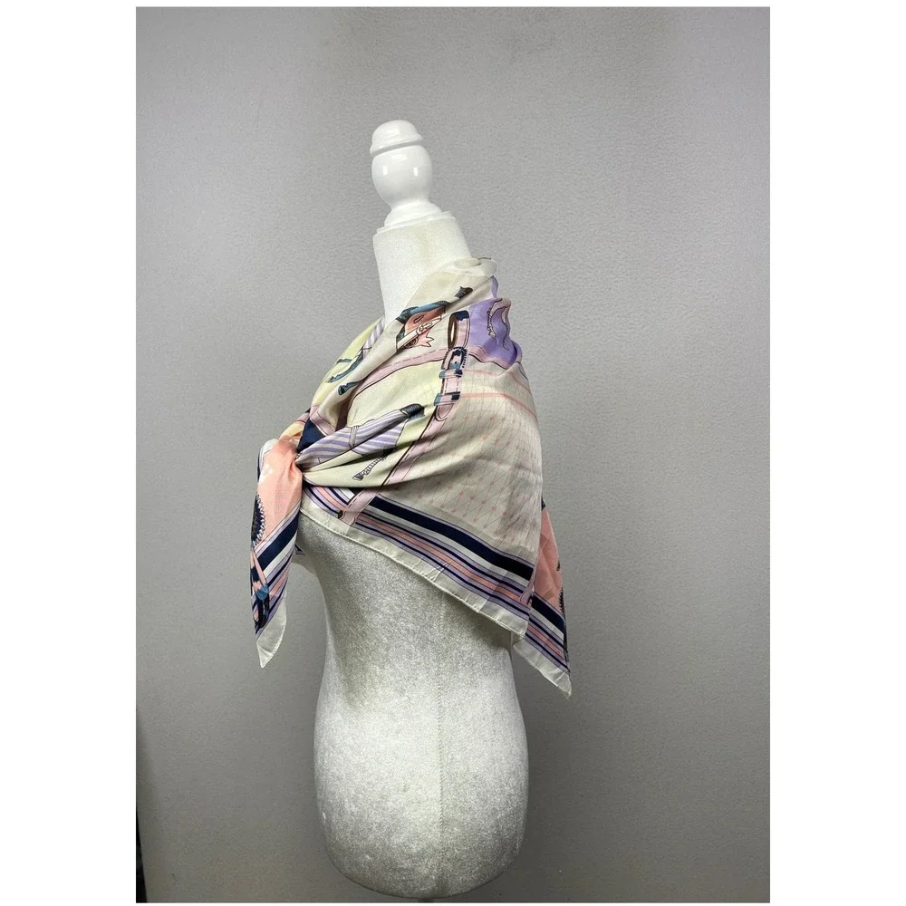 Equestrian Chic Women 35x35‎ Multicolor Horse Print Square Scarf 90x90cm
